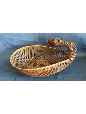 Vintage Wicker Duck-Shaped Decorative Basket - Missing Eye